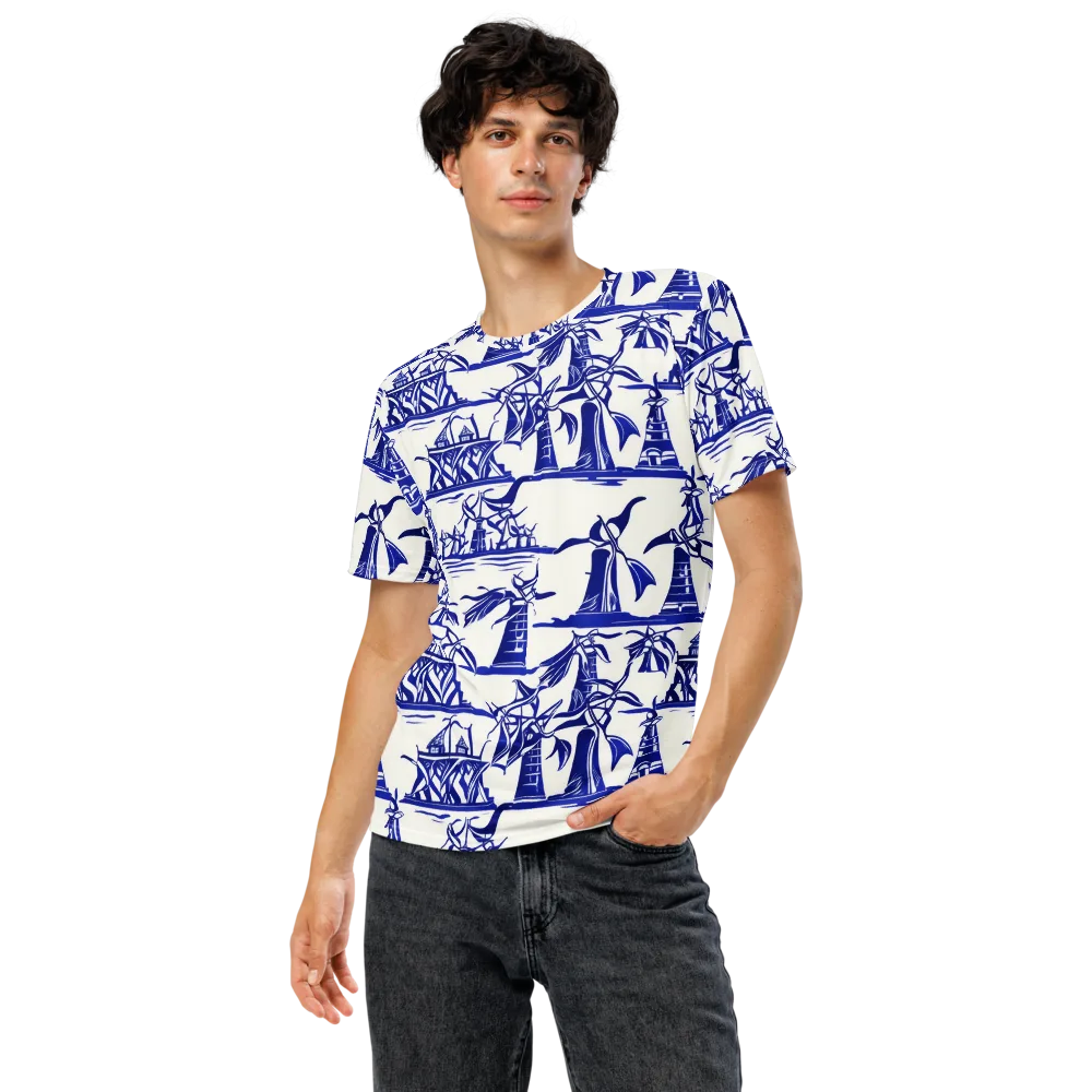 Cobalt Coastline on Men's Crew Neck T-Shirt — Front