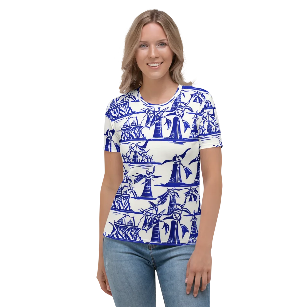 Cobalt Coastline on Women's Crew Neck T-Shirt — Front