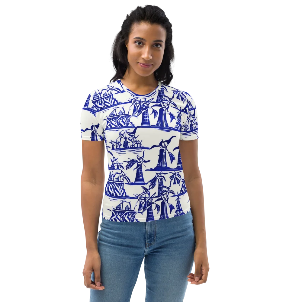 Cobalt Coastline on Women's Crew Neck T-Shirt — Front