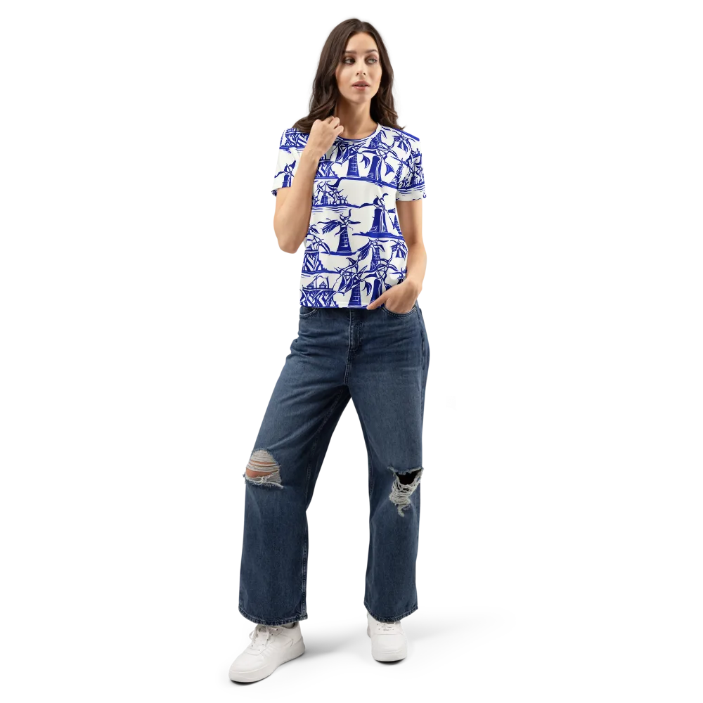 Cobalt Coastline on Women's Crew Neck T-Shirt — Front
