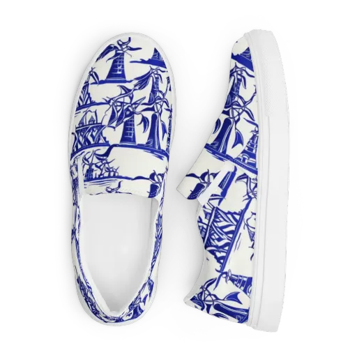 Cobalt Coastline on a Men's Slip-On Canvas Shoes