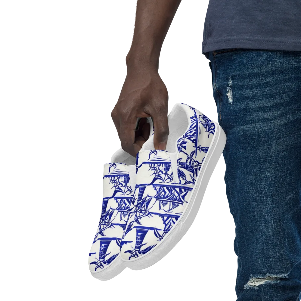 Cobalt Coastline on Men's Slip-On Canvas Shoes — Left Front