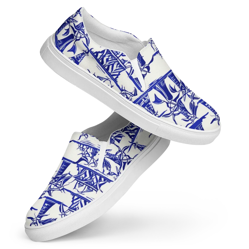 Cobalt Coastline on Women's Slip-On Canvas Shoes — Front