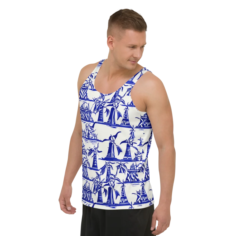 Cobalt Coastline on Men's Tank Top — Left Front