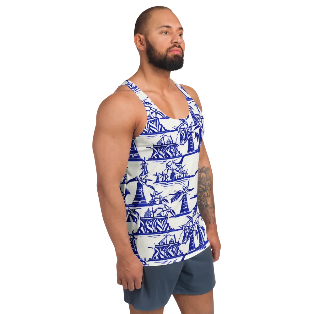 Cobalt Coastline on Men's Tank Top — Right Front