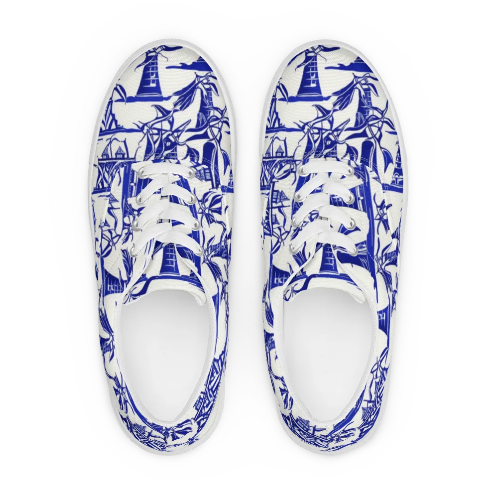 Cobalt Coastline on Men's Lace-Up Canvas Shoes — Front
