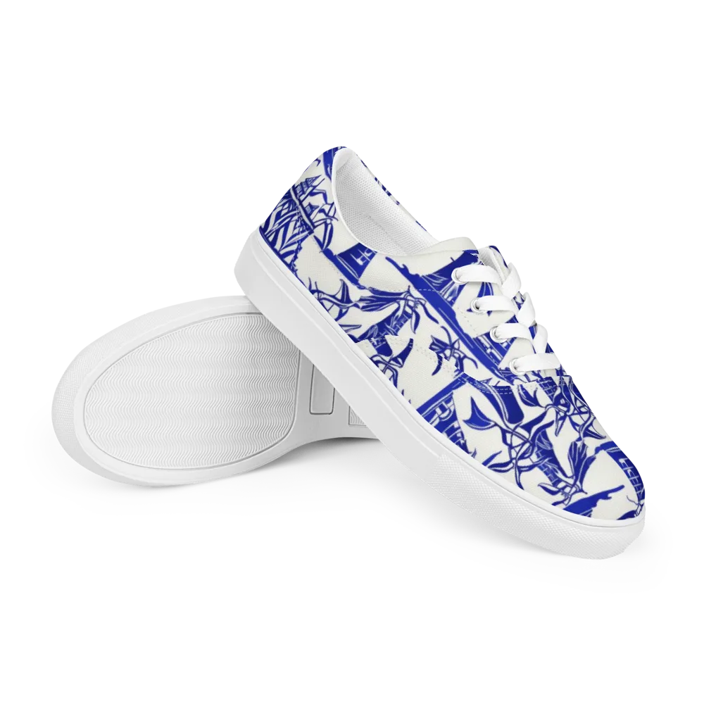 Cobalt Coastline on Men's Lace-Up Canvas Shoes — Right Front