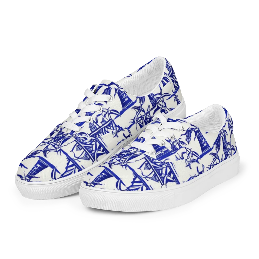 Cobalt Coastline on Men's Lace-Up Canvas Shoes — Left Front