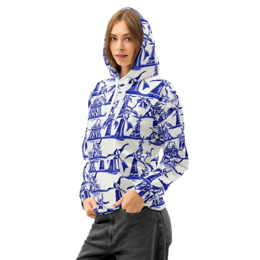 Cobalt Coastline on a Cotton Hoodie