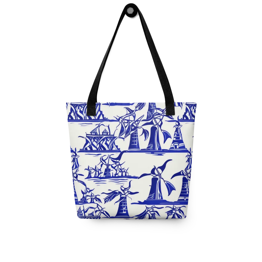 Cobalt Coastline on Tote Bag — Front