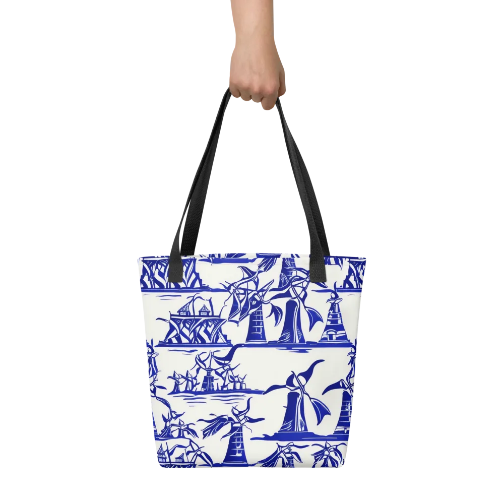 Cobalt Coastline on Tote Bag — Front