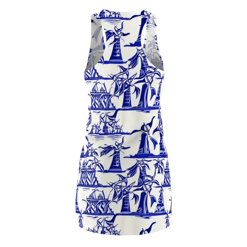 Cobalt Coastline on Racerback Dress — Back