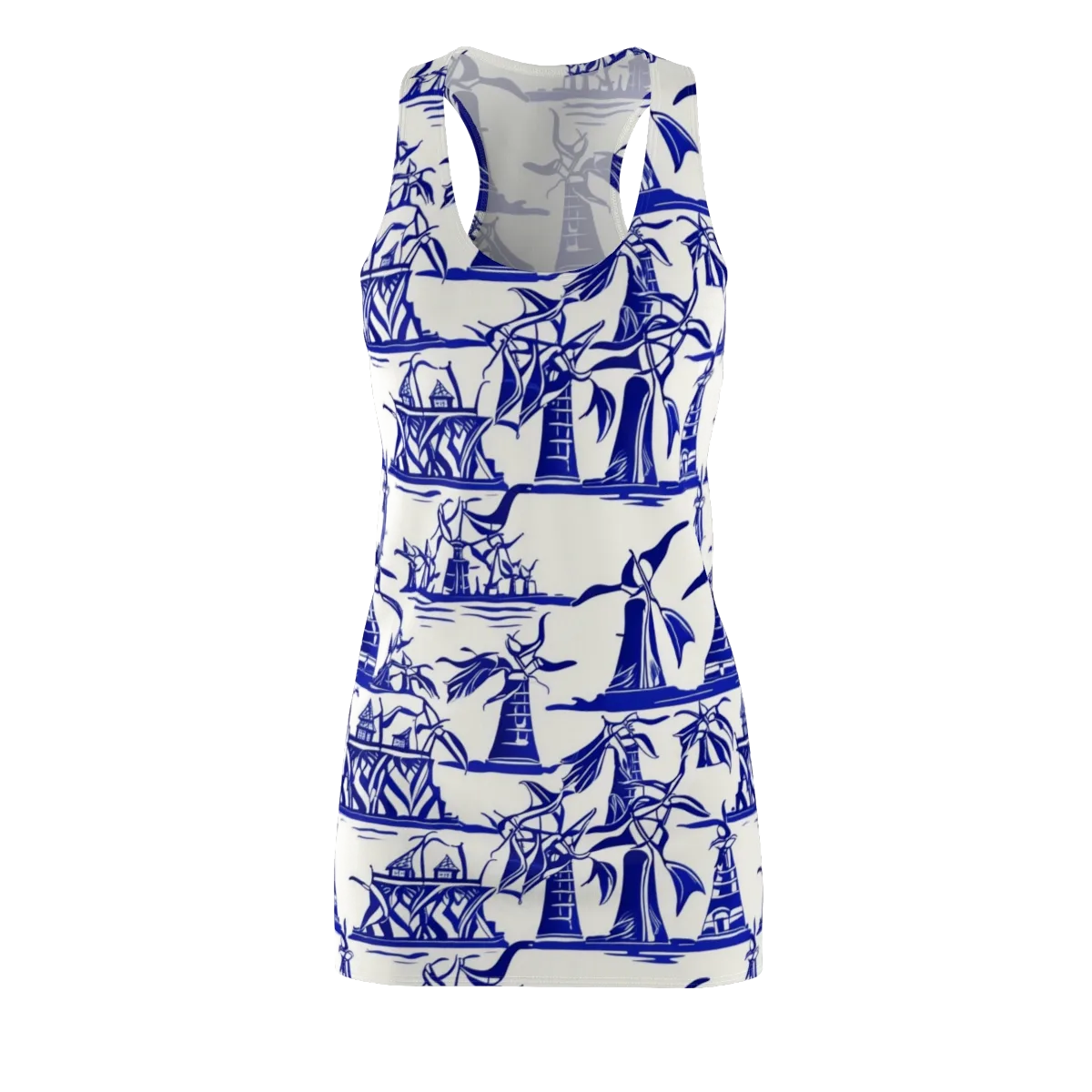 Cobalt Coastline on Racerback Dress — Front