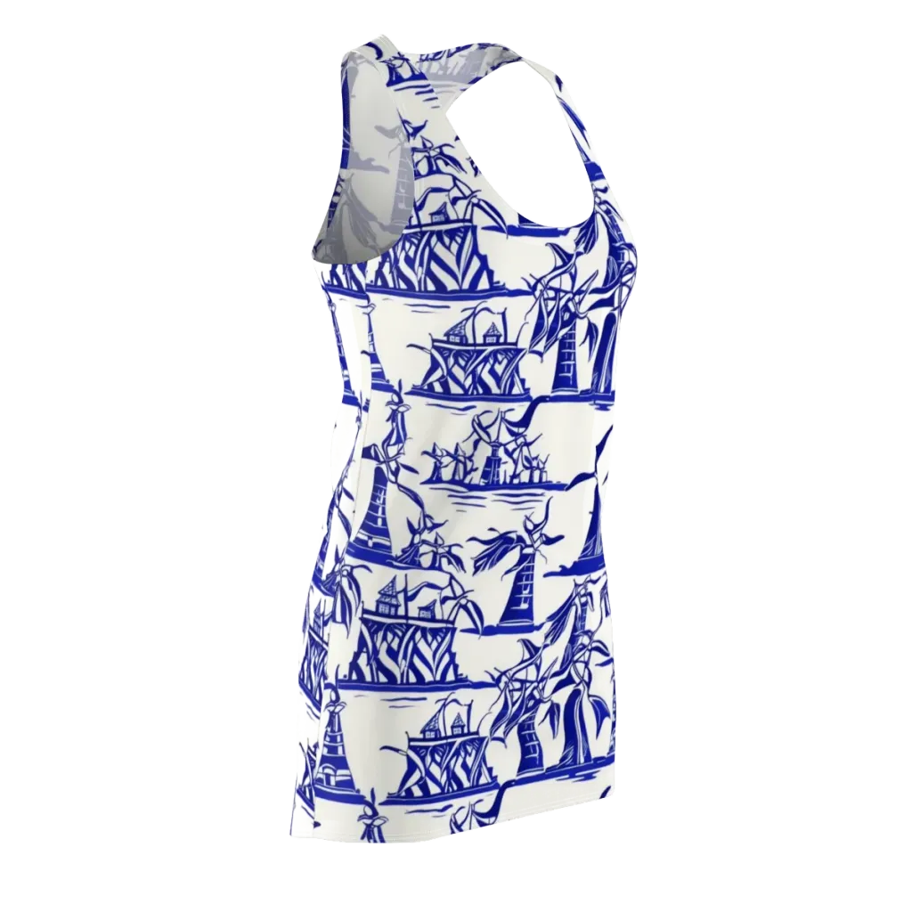Cobalt Coastline on Racerback Dress — Front Side