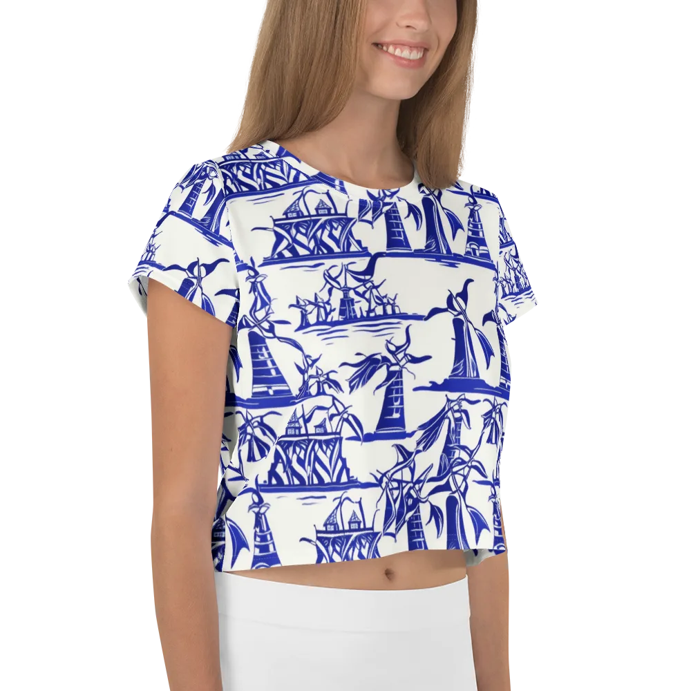 Cobalt Coastline on Crop Tee — Right