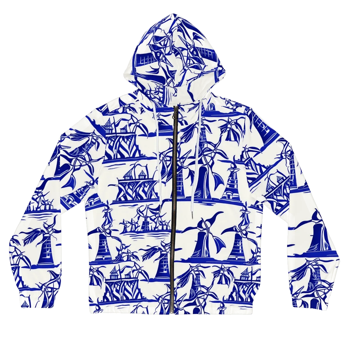 Cobalt Coastline on Women's Full-Zip Hoodie — Front