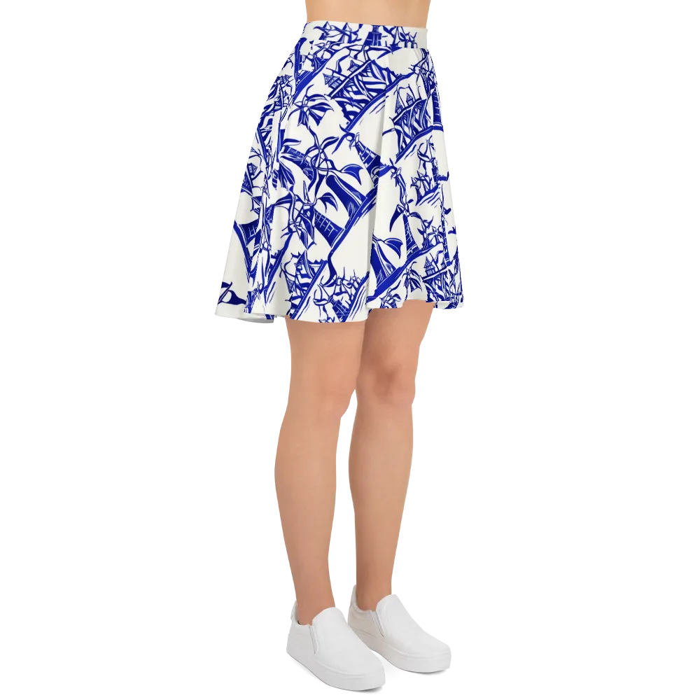 Cobalt Coastline on Skater Skirt — Right