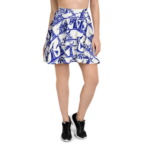 Cobalt Coastline on a Skater Skirt