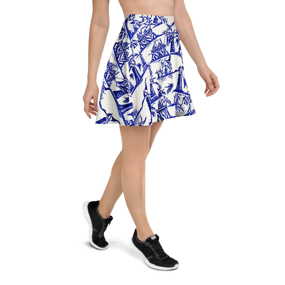 Cobalt Coastline on Skater Skirt — Right