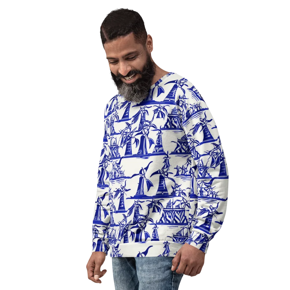Cobalt Coastline on Sweatshirt — Left Front