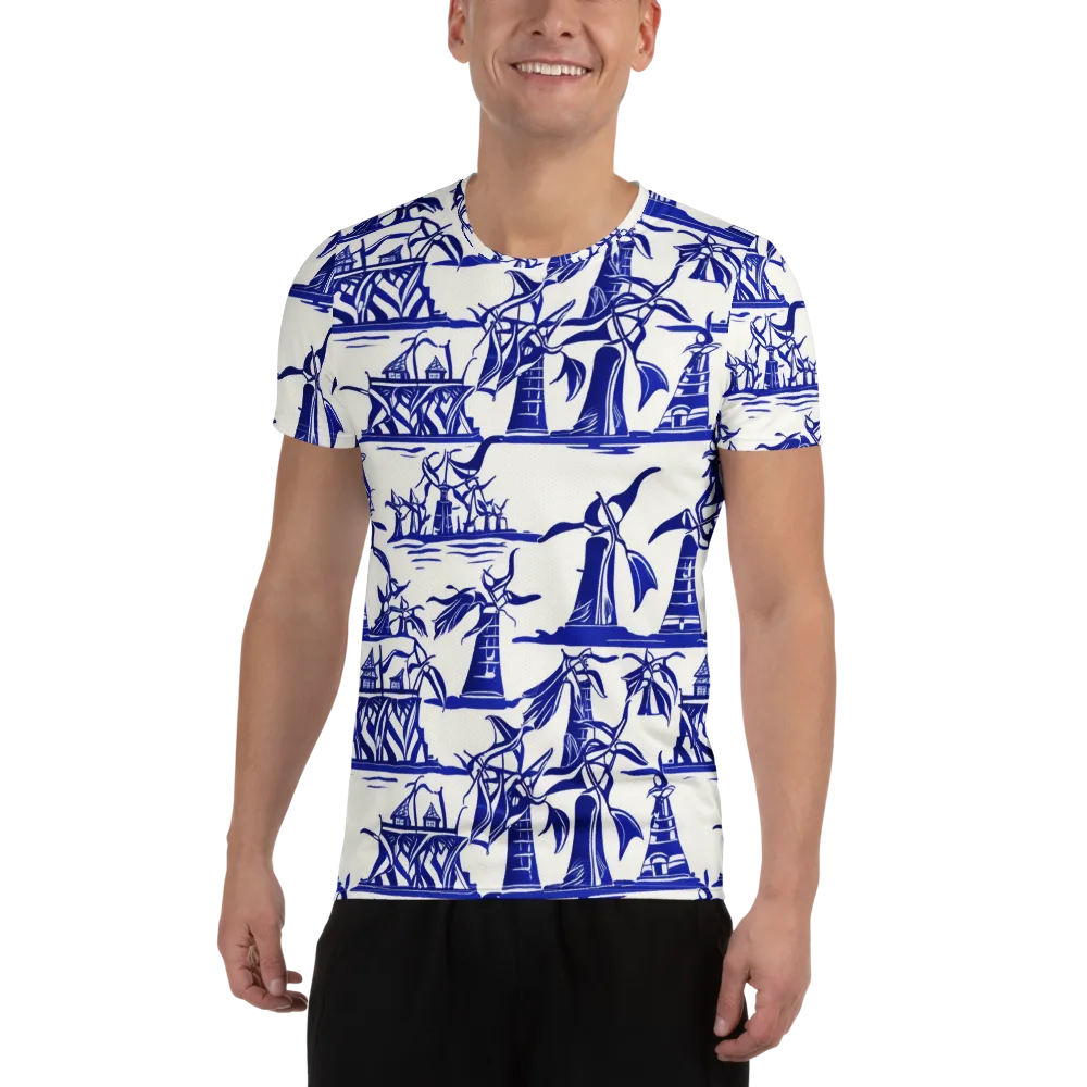 Cobalt Coastline on Men's Athletic T-Shirt — Front