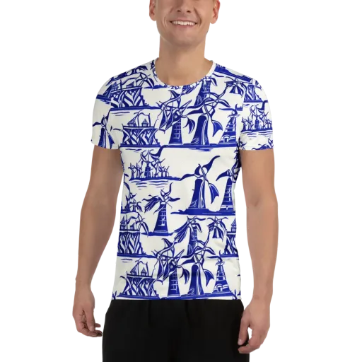 Cobalt Coastline on a Men's Athletic T-Shirt