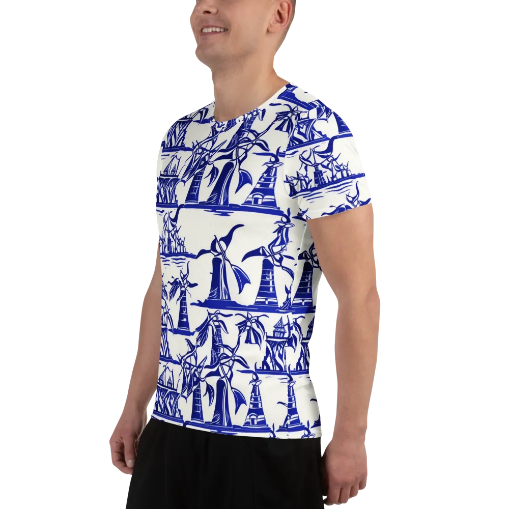 Cobalt Coastline on Men's Athletic T-Shirt — Left