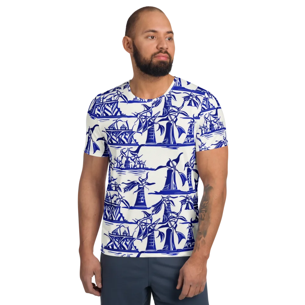 Cobalt Coastline on Men's Athletic T-Shirt — Front