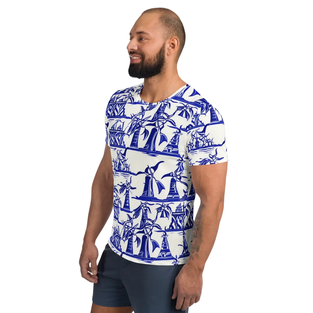 Cobalt Coastline on Men's Athletic T-Shirt — Left
