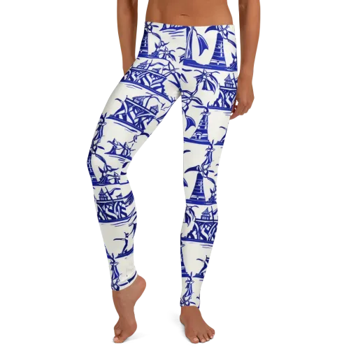 Cobalt Coastline on a Leggings