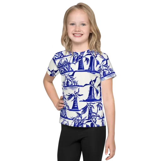 Cobalt Coastline on a Kids Crew Neck T-Shirt