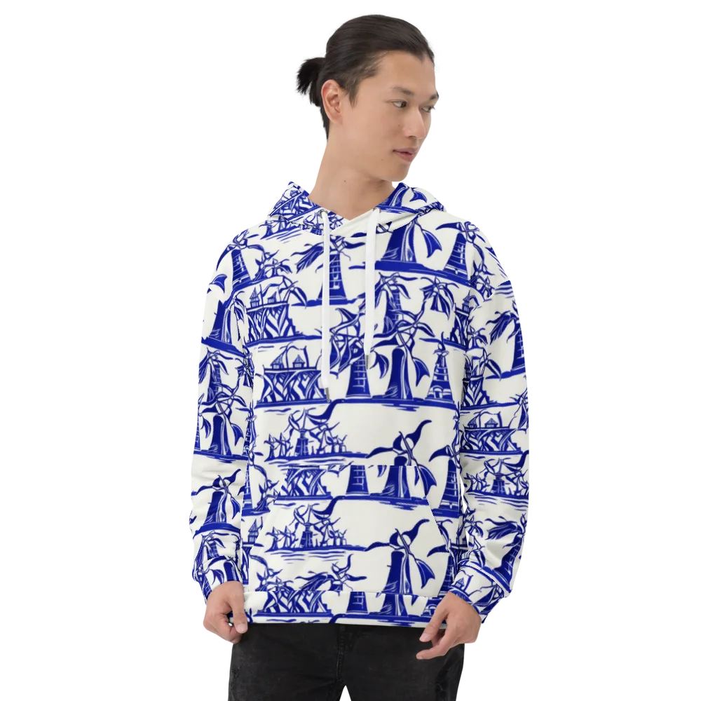 Cobalt Coastline on Hoodie — Front