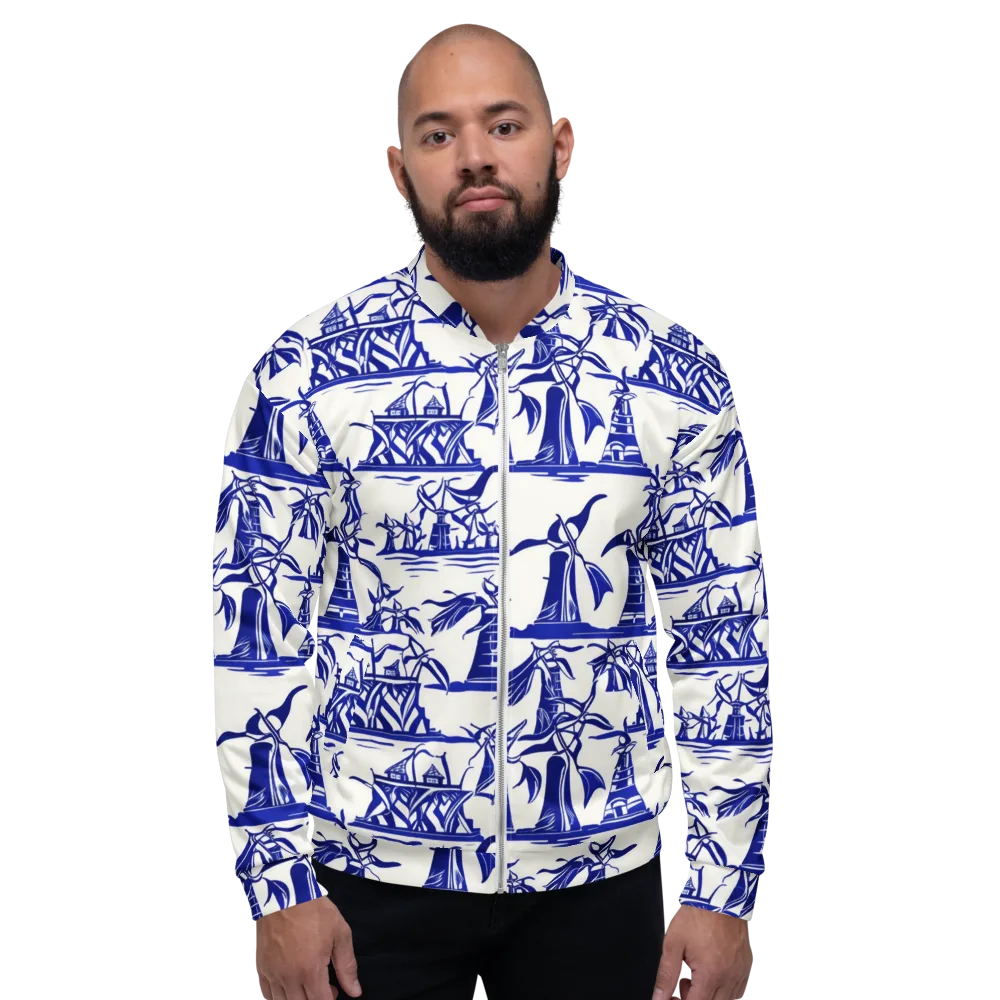 Cobalt Coastline on Bomber Jacket — Front