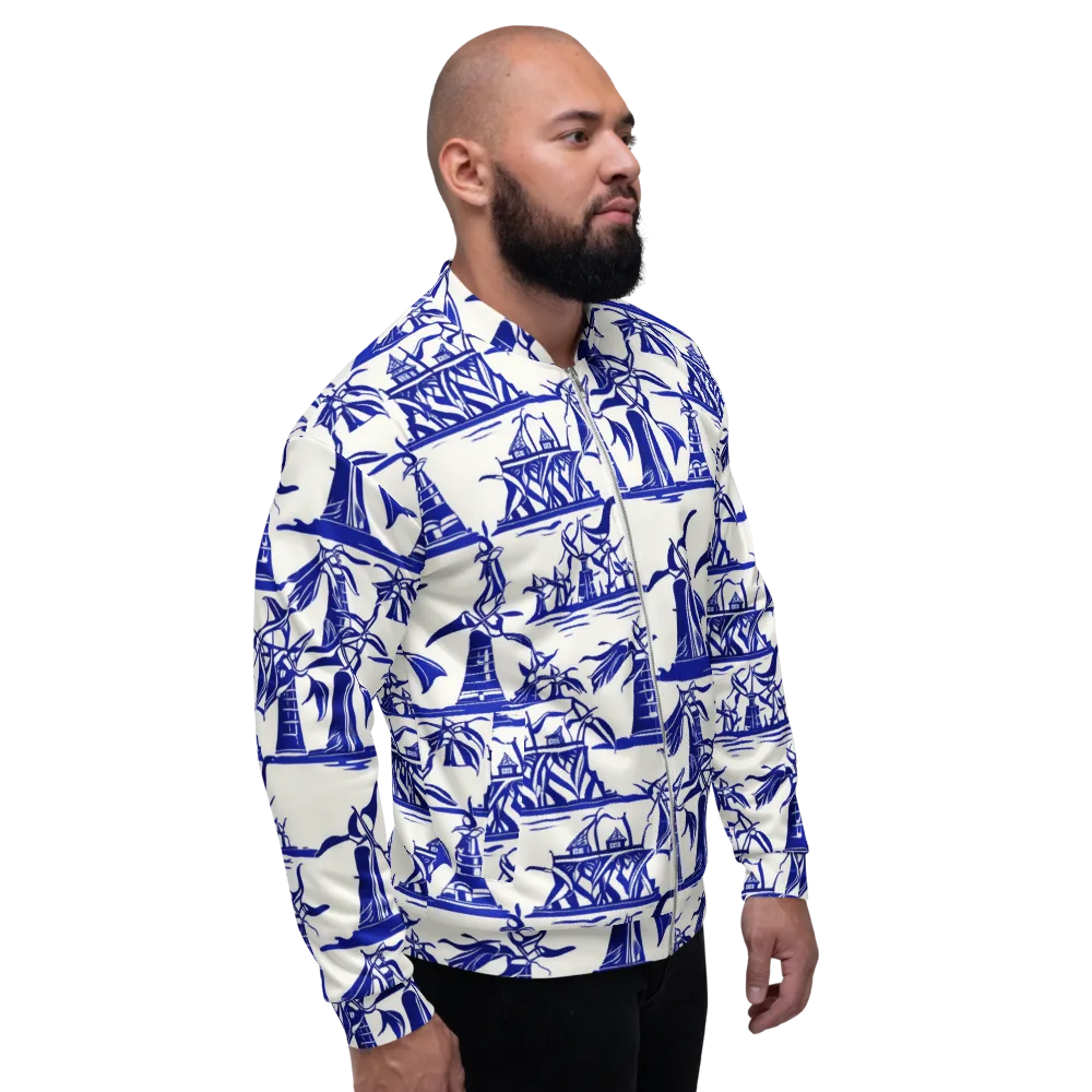Cobalt Coastline on Bomber Jacket — Right