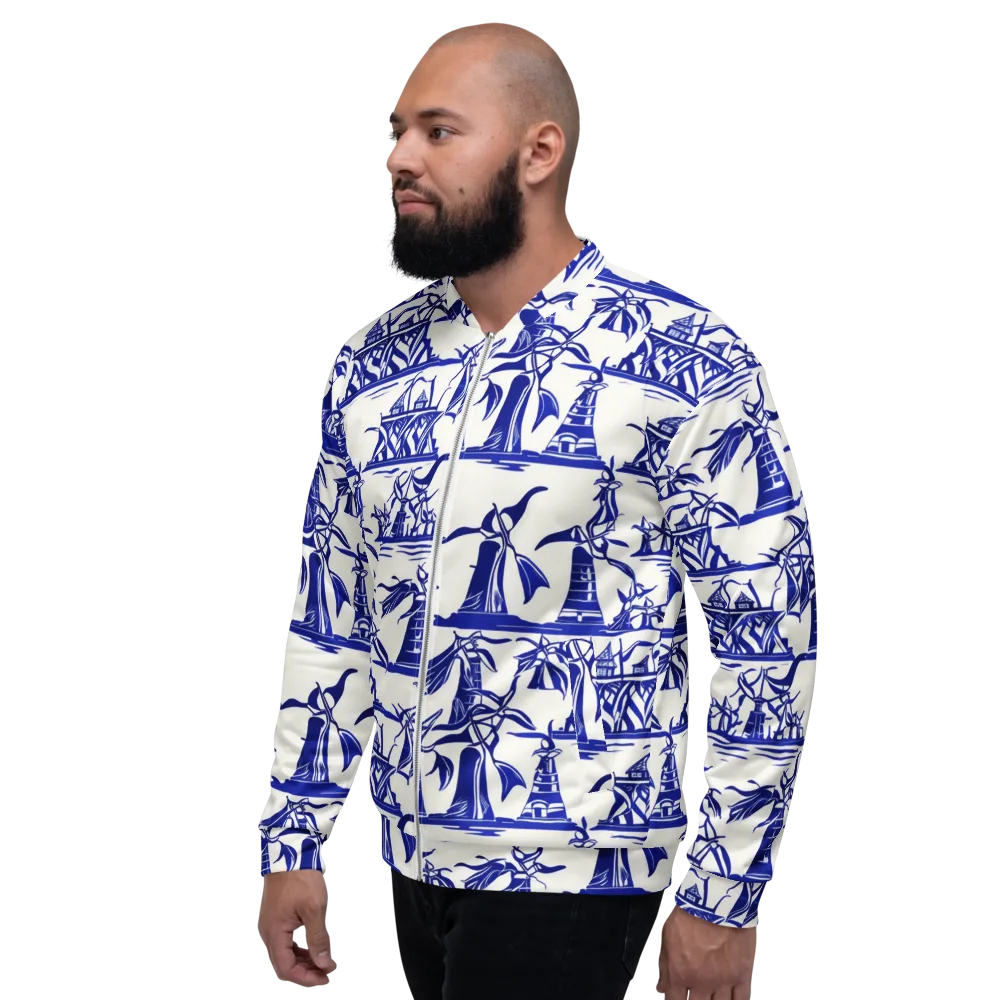 Cobalt Coastline on Bomber Jacket — Left