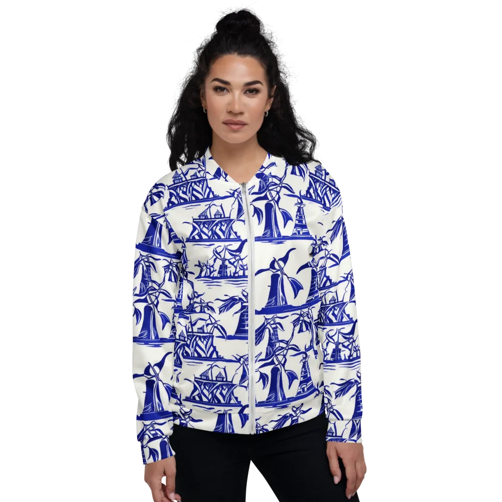 Cobalt Coastline on Bomber Jacket — Front