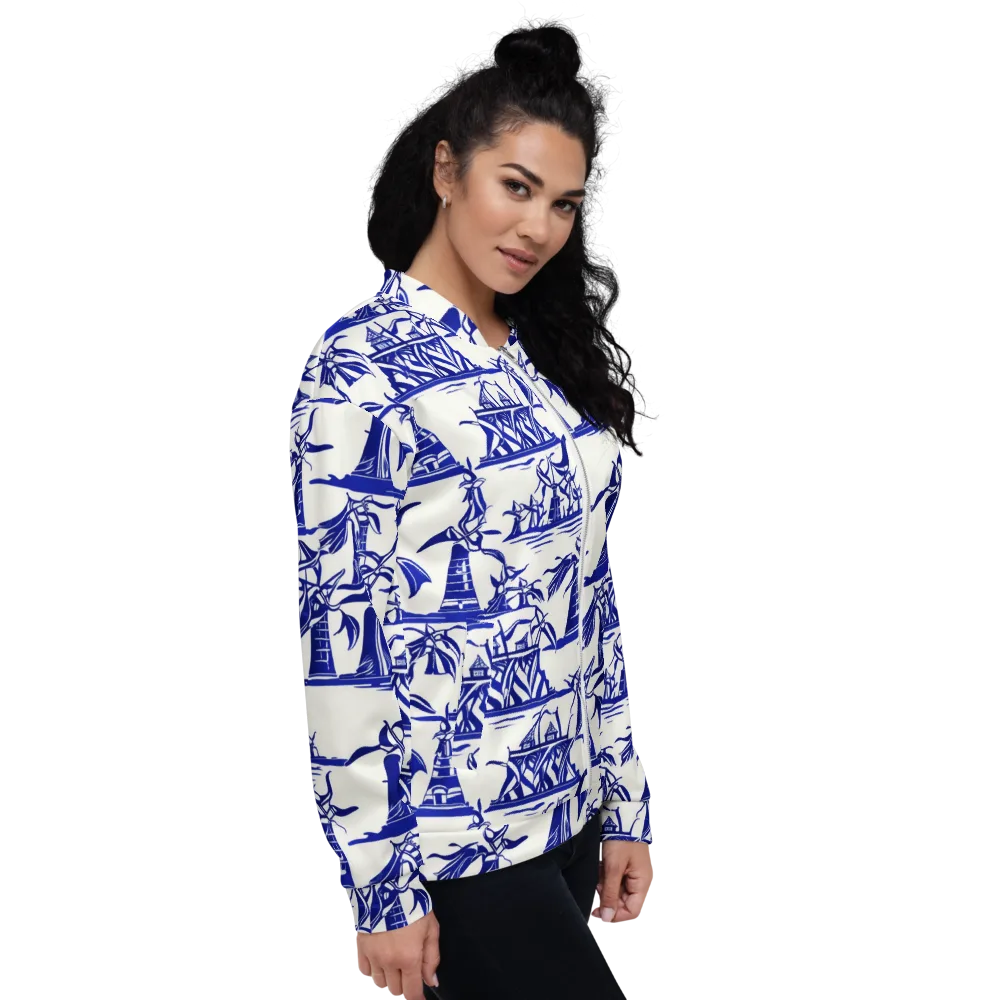Cobalt Coastline on Bomber Jacket — Right