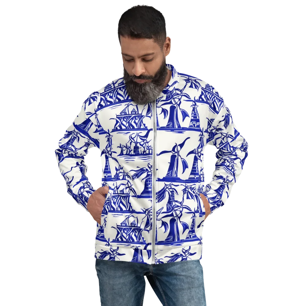 Cobalt Coastline on Bomber Jacket — Front