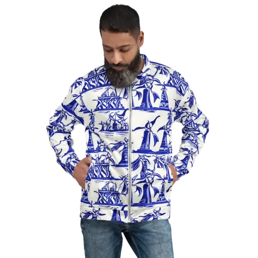 Cobalt Coastline on a Bomber Jacket