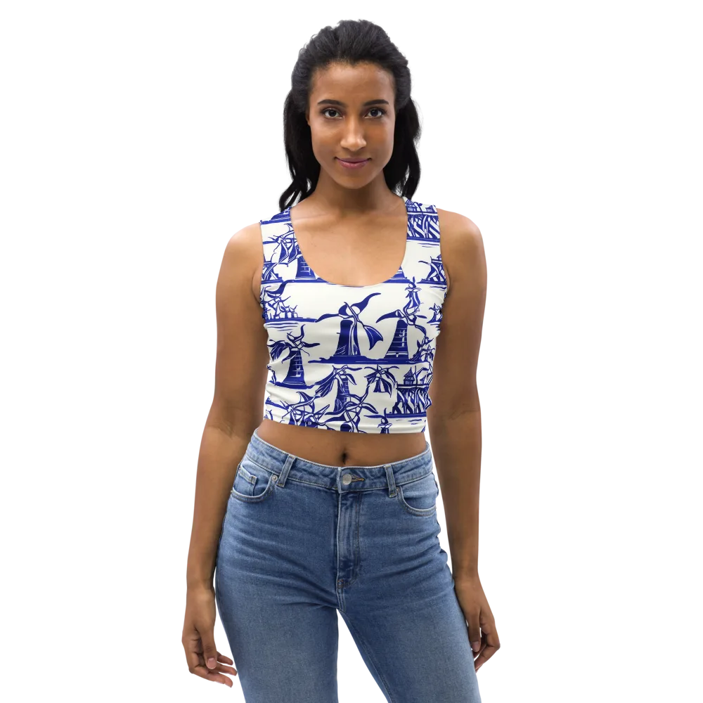 Cobalt Coastline on Crop Top — Front