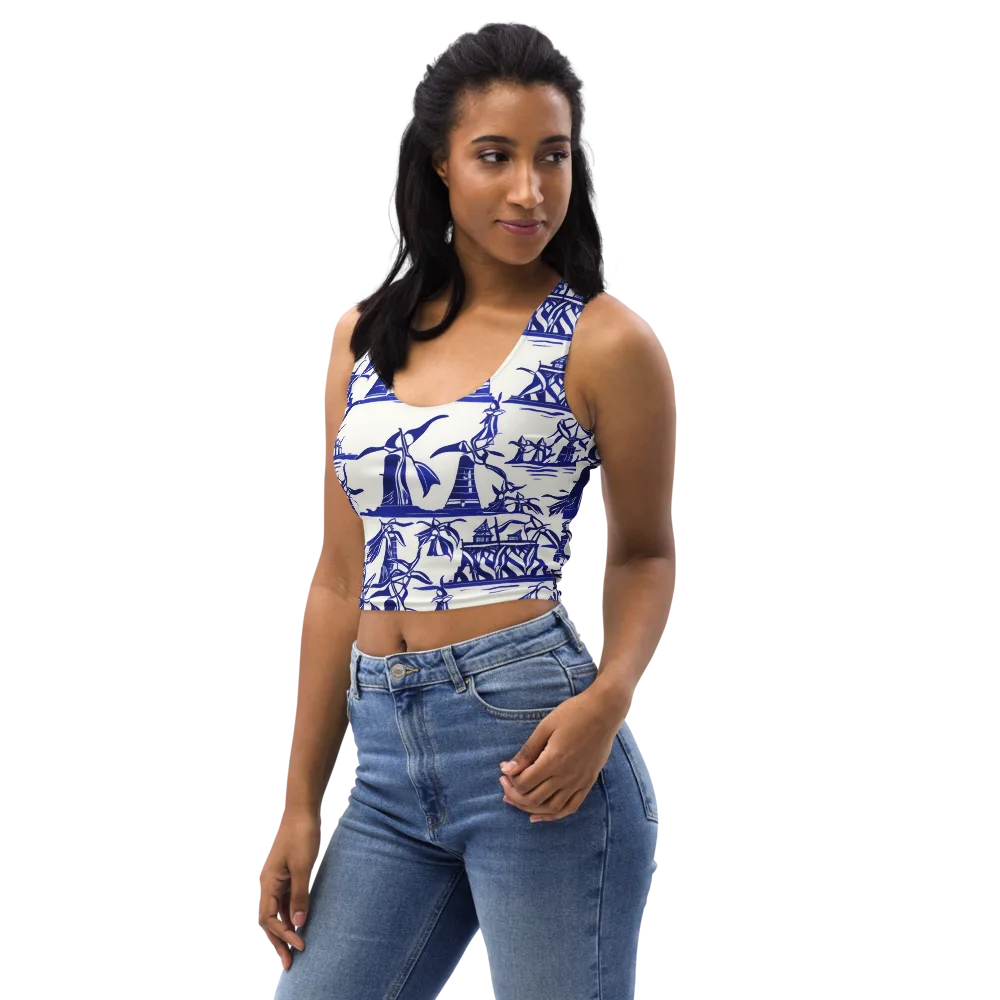 Cobalt Coastline on Crop Top — Left Front