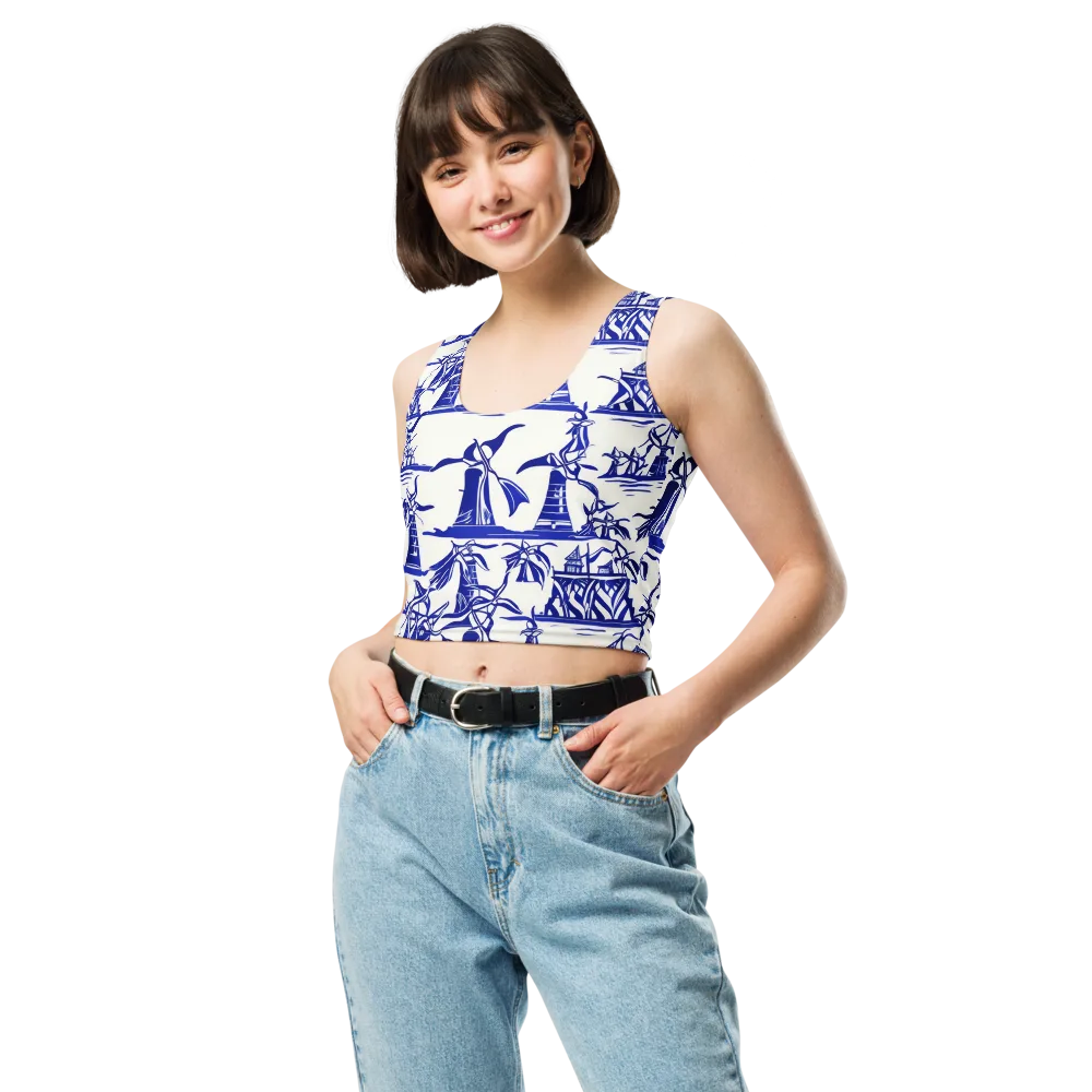 Cobalt Coastline on Crop Top — Front