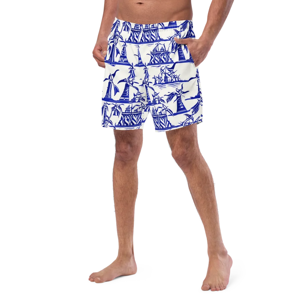 Cobalt Coastline on Swim Trunks — Left Front