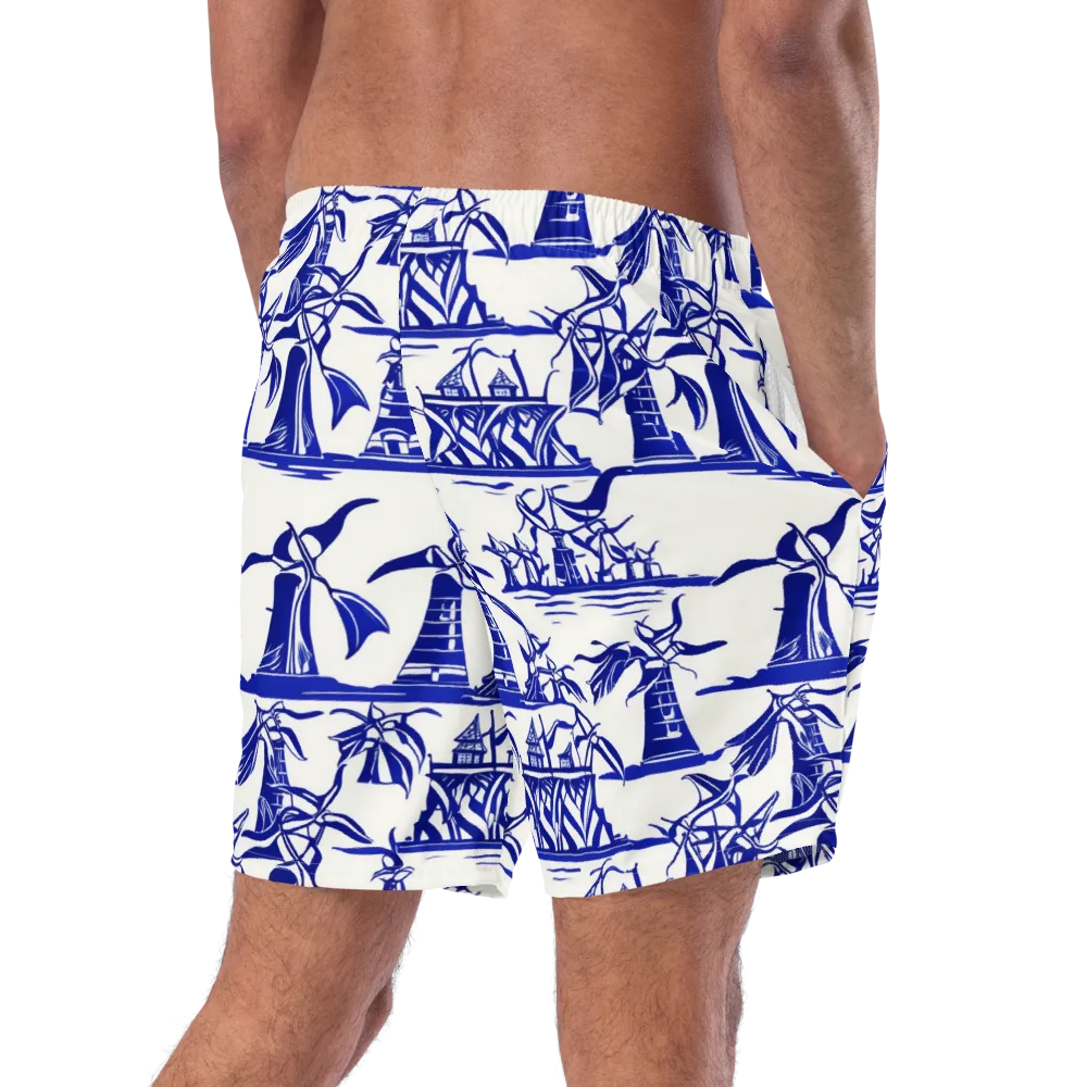 Cobalt Coastline on Swim Trunks — Right Back