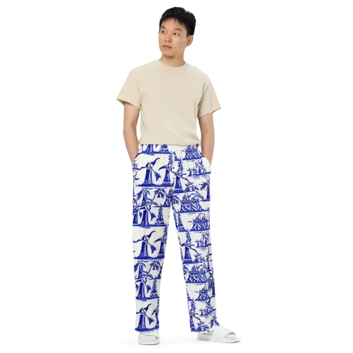 Cobalt Coastline on a Wide-Leg Pants