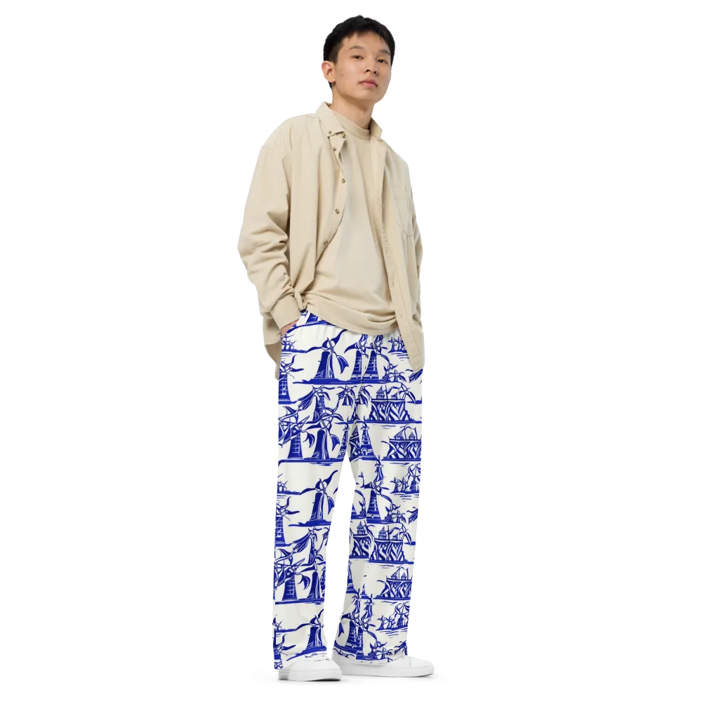 Cobalt Coastline on Wide-Leg Pants — Right Front