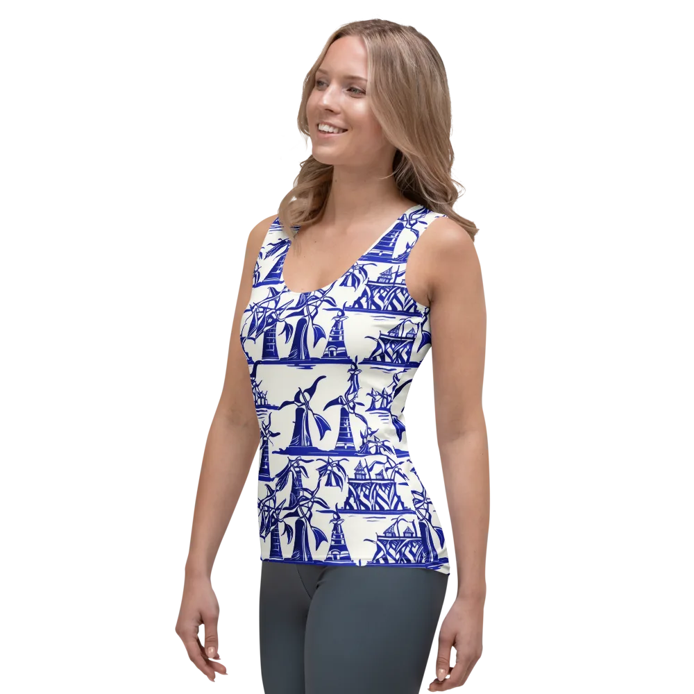 Cobalt Coastline on Women's Tank Top — Left Front