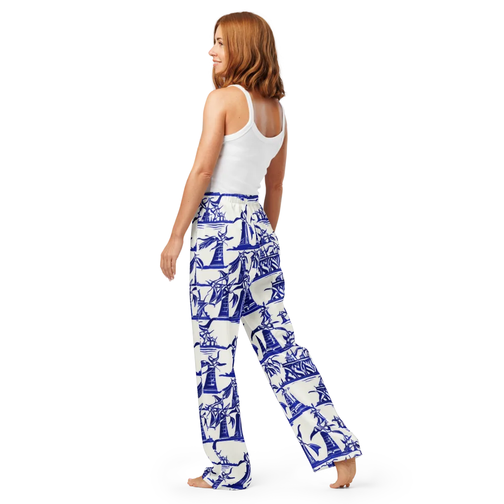 Cobalt Coastline on Women's Pajama Pants — Back