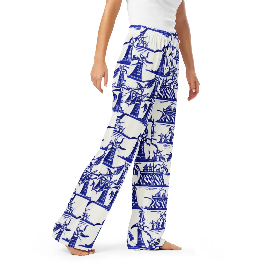Cobalt Coastline on Women's Pajama Pants — Right Front