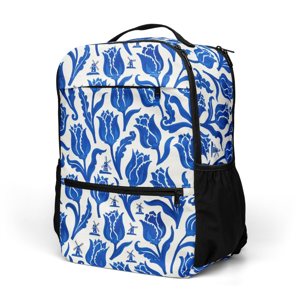 Blue Windmill Garden on Utility Backpack — Left Front